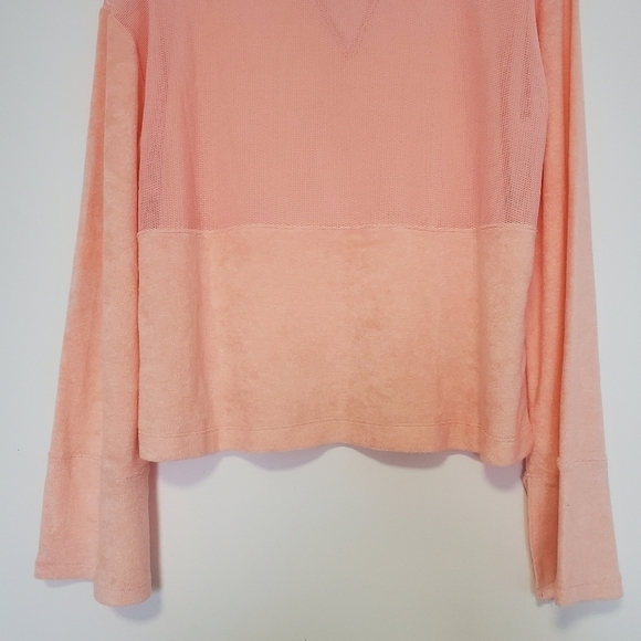 C&C California Peach Mesh and Terry cloth Crewneck Sweater - Picture 13 of 15